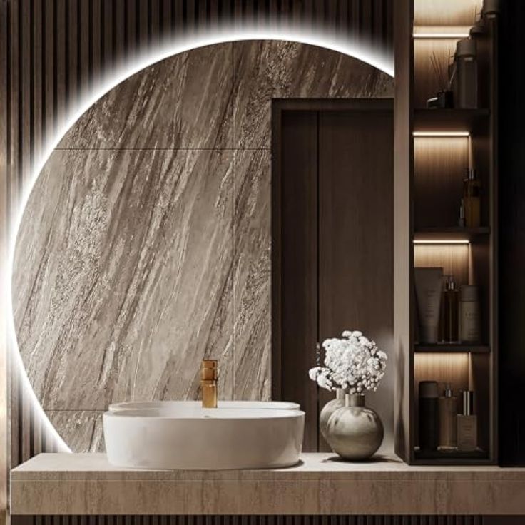 Circular LED Mirror with Light – Minimal Glow for Elegant Spaces V-1