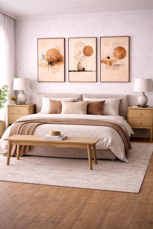 Warm Abstract Wall Art for Living Room