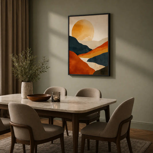 Boho Wall Art | Abstract Sun Mountain Design