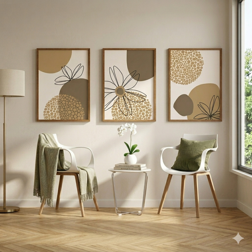 Botanical Picture Frames Wall Set of 3 for Modern Homes