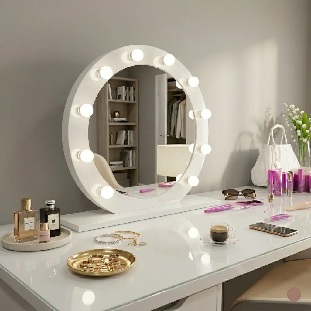 Round Dressing Table Mirror with Lights – Modern Vanity Mirror