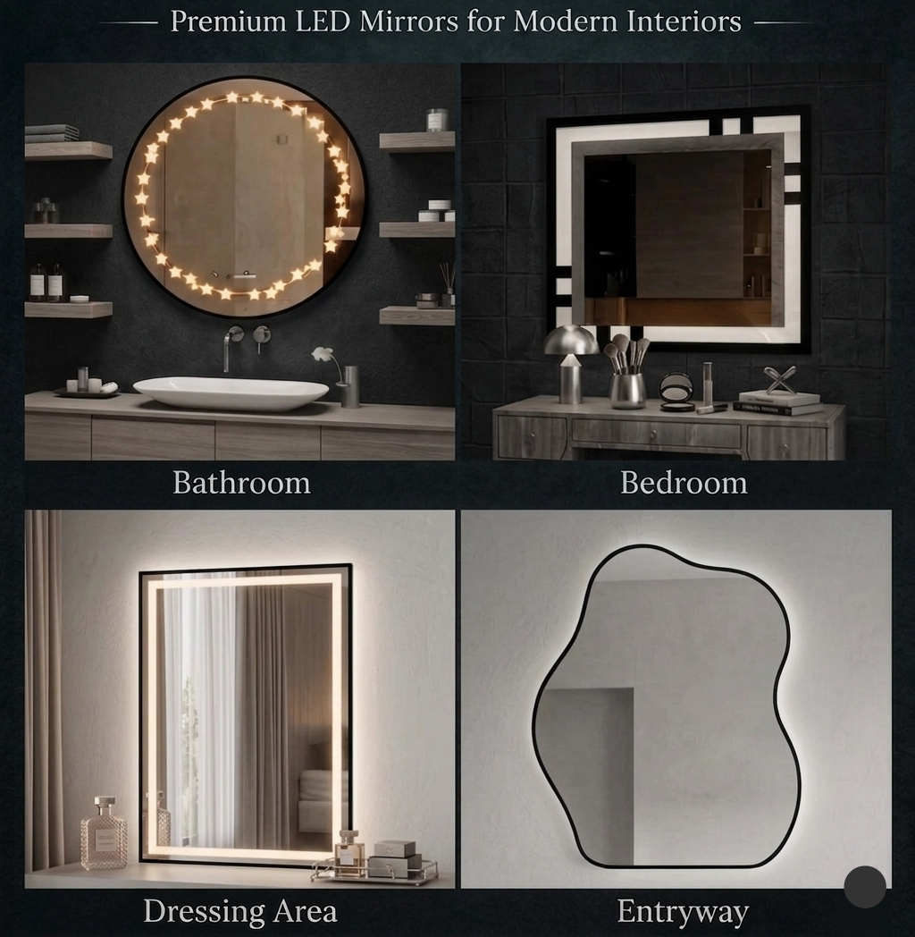 Modern Freeform Mirror with Warm LED Border for Luxury Bathrooms