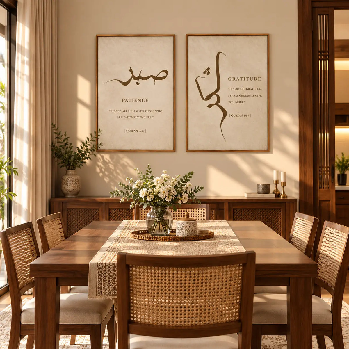 Sabr and Shukr Calligraphy Frames | Set of 2