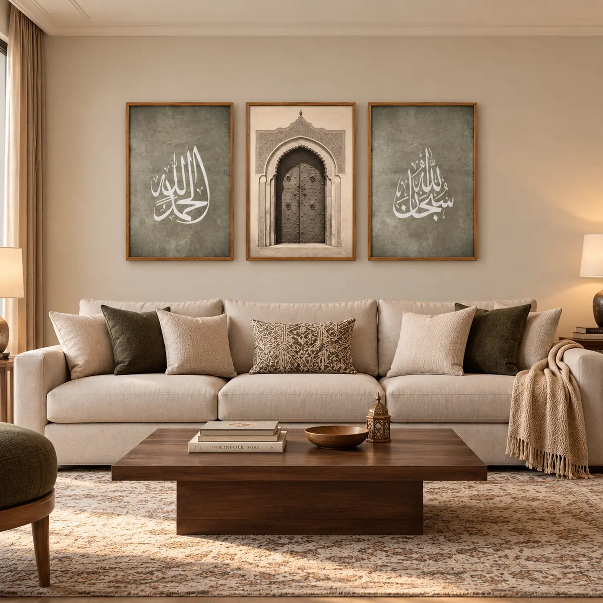Islamic calligraphy wall art set of 3 featuring SubhanAllah and Alhamdulillah