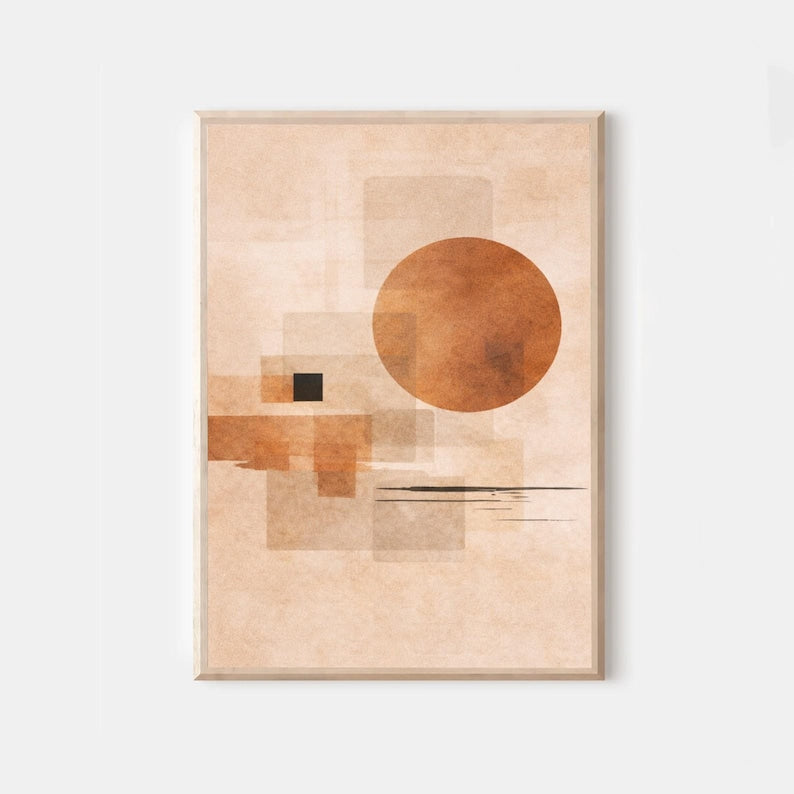 Warm Abstract Wall Art for Living Room