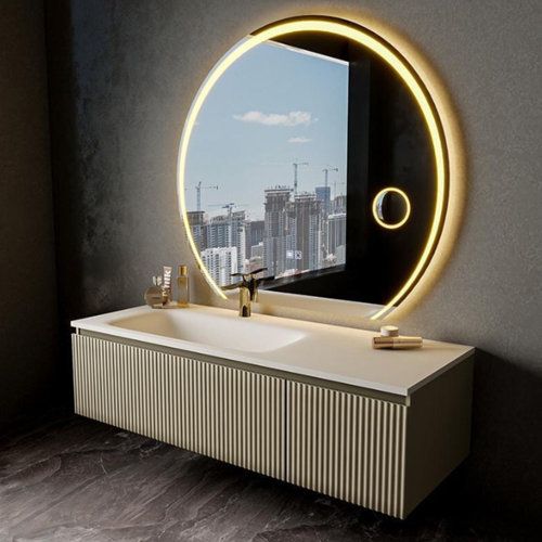 Circular LED Mirror with Light – Minimal Glow for Elegant Spaces V-1