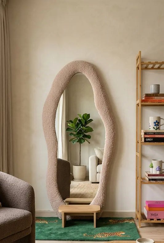 Full-length_mirror Abstract style textured layer frame in a living room