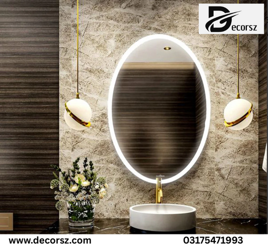 Oval Touch LED Mirror with Light – Modern Vanity Mirror for Bedroom & Bath