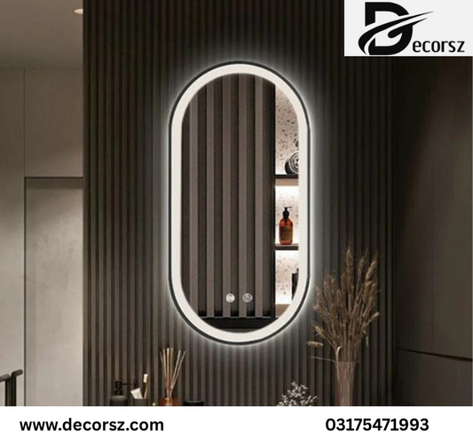 Oval Touch LED Mirror with Light – Modern Vanity Mirror for Bedroom & Bath