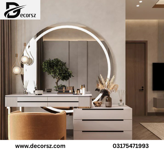 round led mirror bedroom
