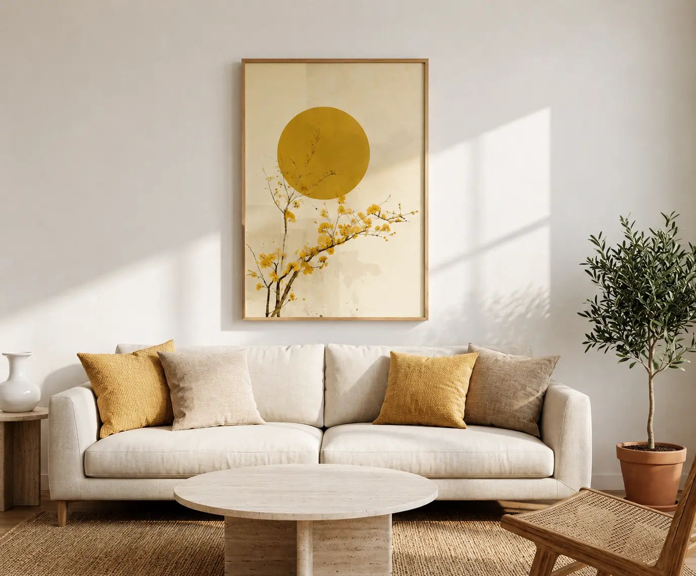 Minimal Golden Canvas Painting for Elegant Interiors