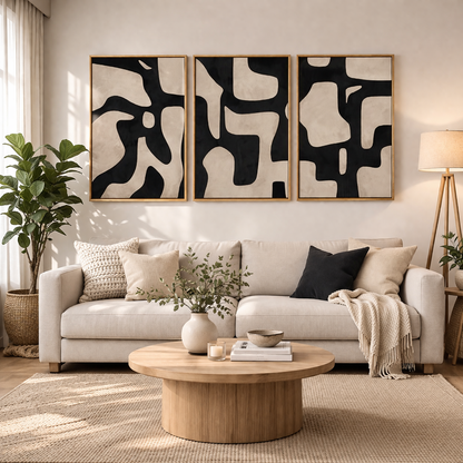 Bold Abstract Frames on Wall for Modern Bedroom Decor