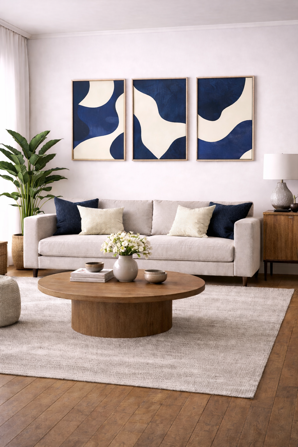 Premium Blue Abstract Wall Decor for Modern Bedroom