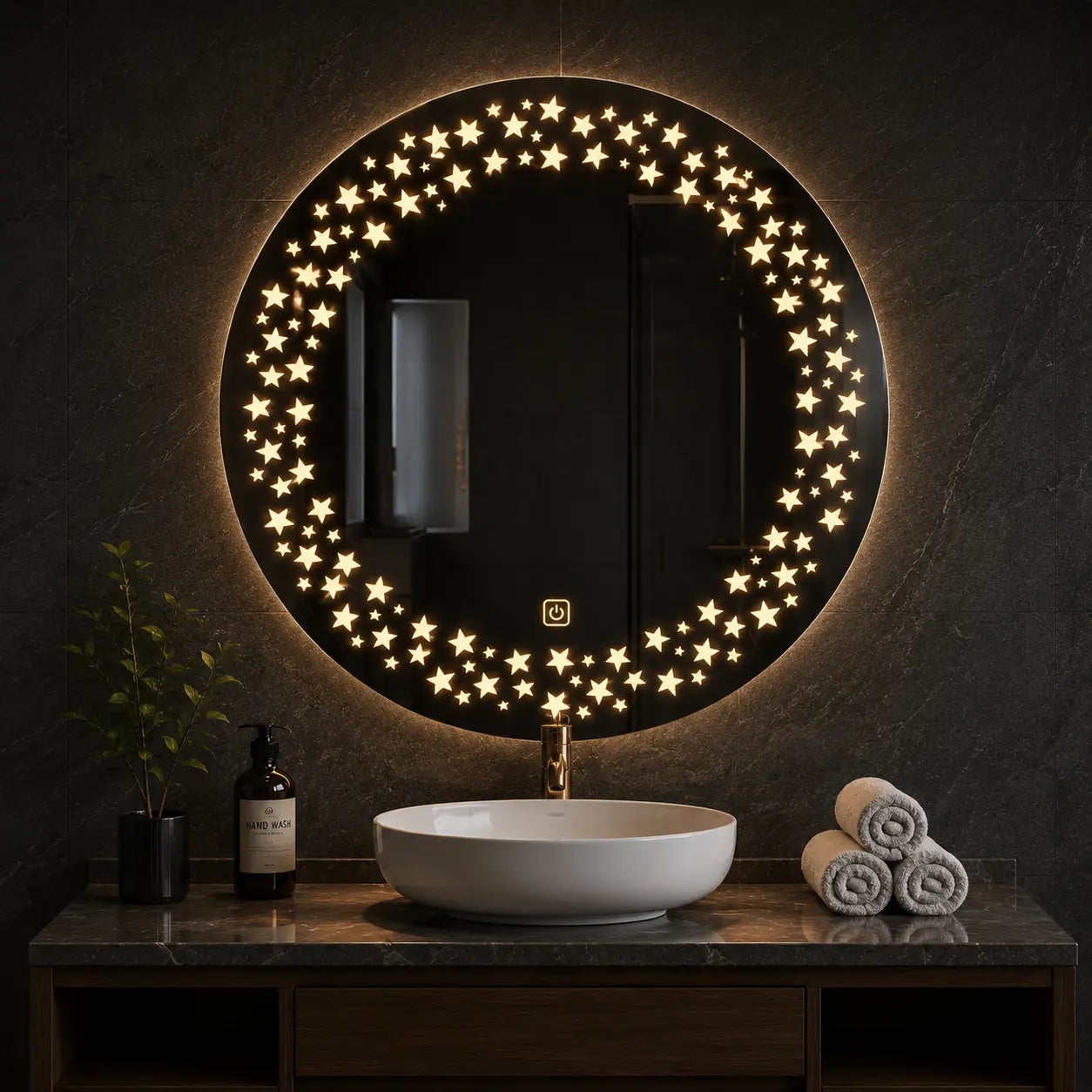LED Bathroom Mirror with Decorative Light Pattern