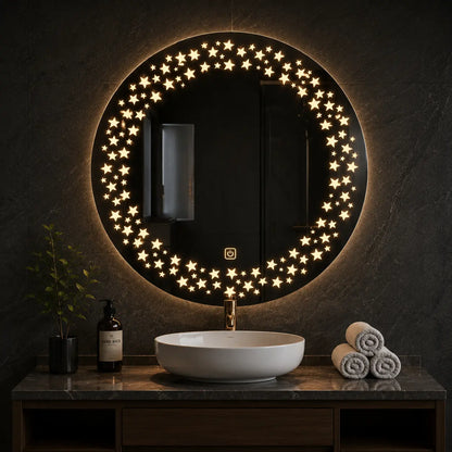 LED Bathroom Mirror with Decorative Light Pattern