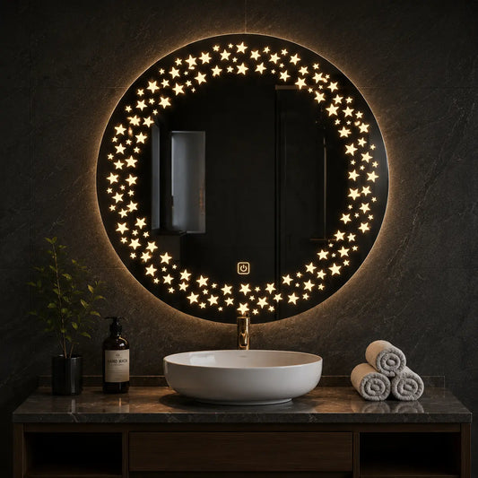 LED Bathroom Mirror with Decorative Light Pattern