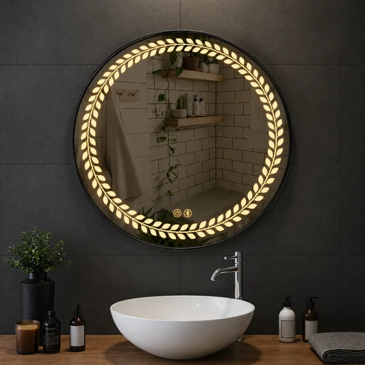 LED Bathroom Mirror with Bright Decorative Border