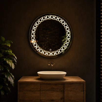 Round LED Bathroom Mirror with Soft Halo Light