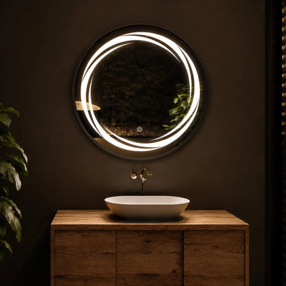 LED Bathroom Mirror with Modern Half-Light Design
