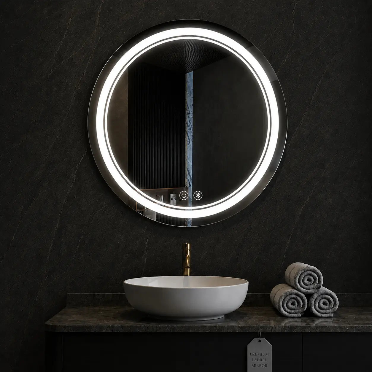 Modern Bathroom Mirror with Hanging Light Effect