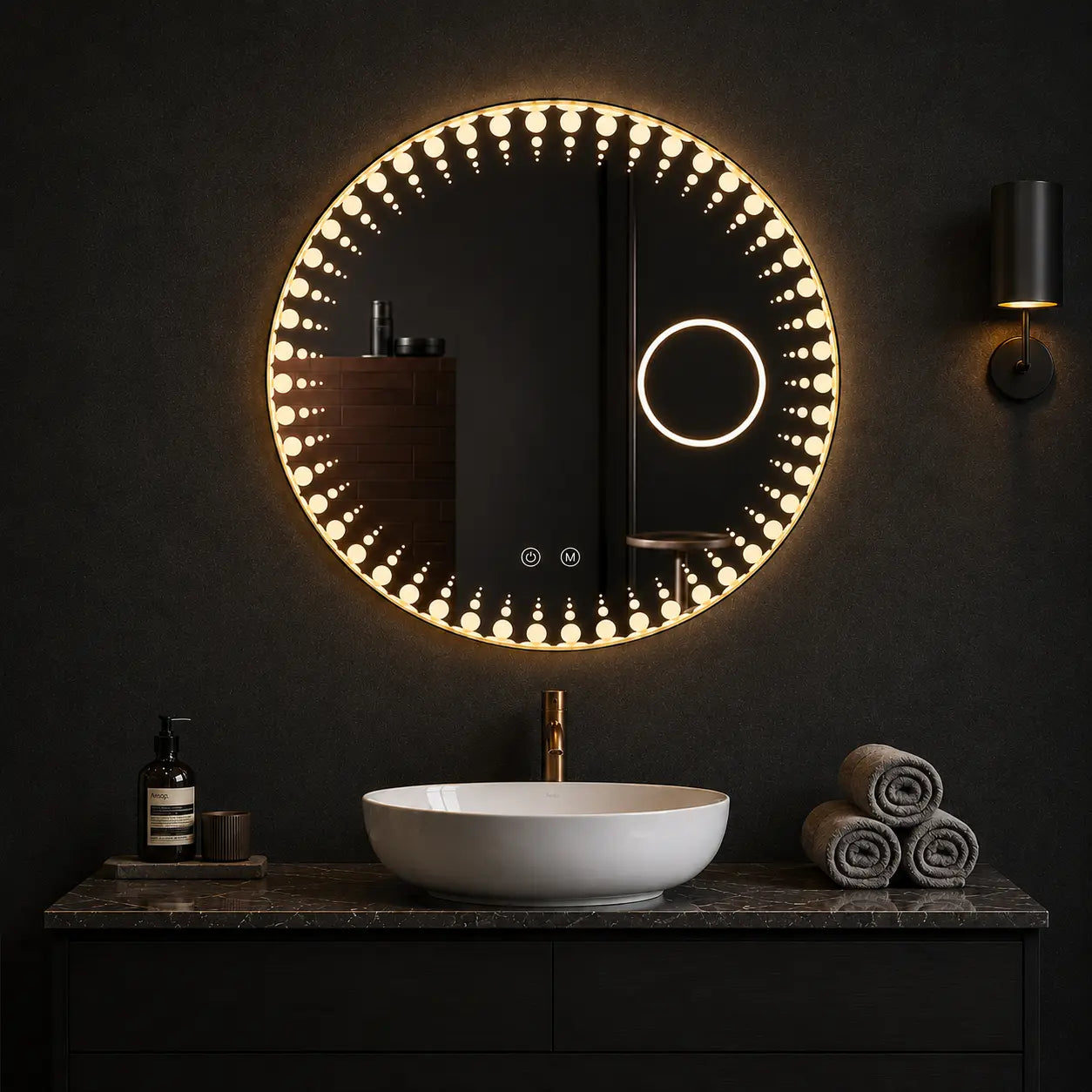 LED Bathroom Mirror with Decorative Light Border