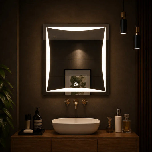 modern bathroom mirror designs with LED lights wall setup