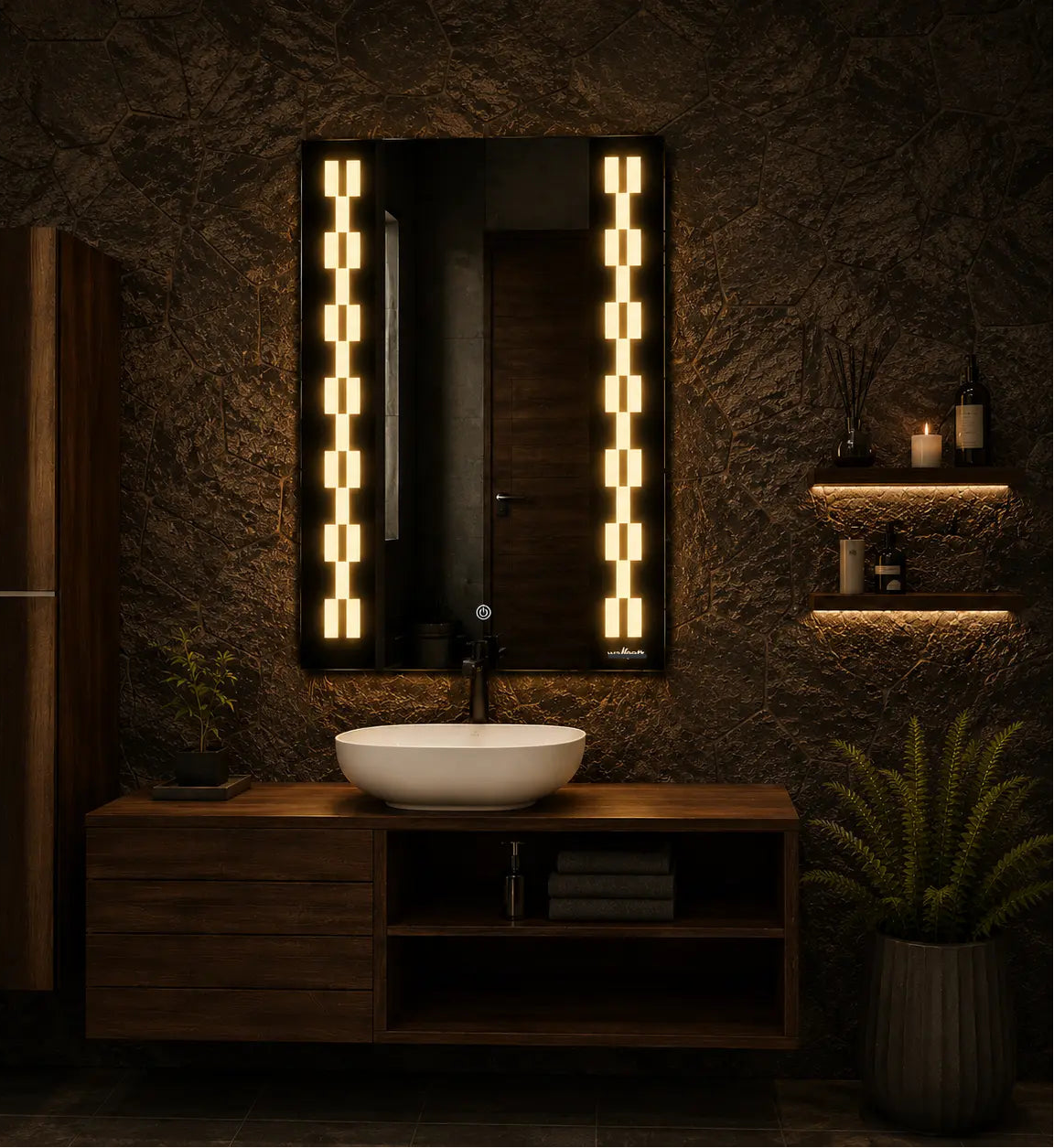 modern bathroom mirror light with vertical led side illumination
