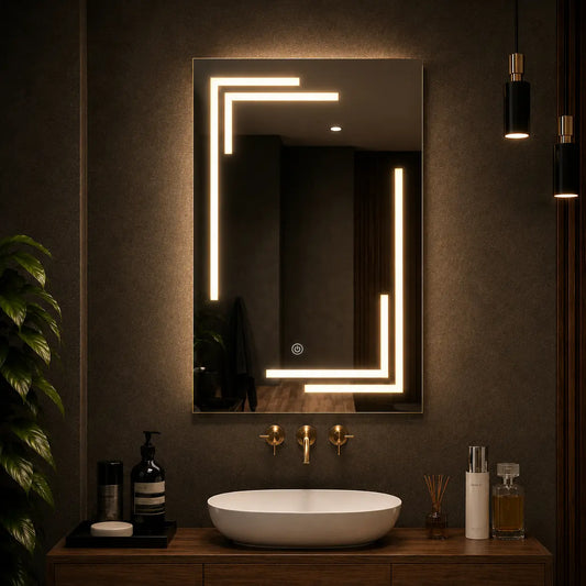 vanity mirrors with modern led frame and vertical rectangular design