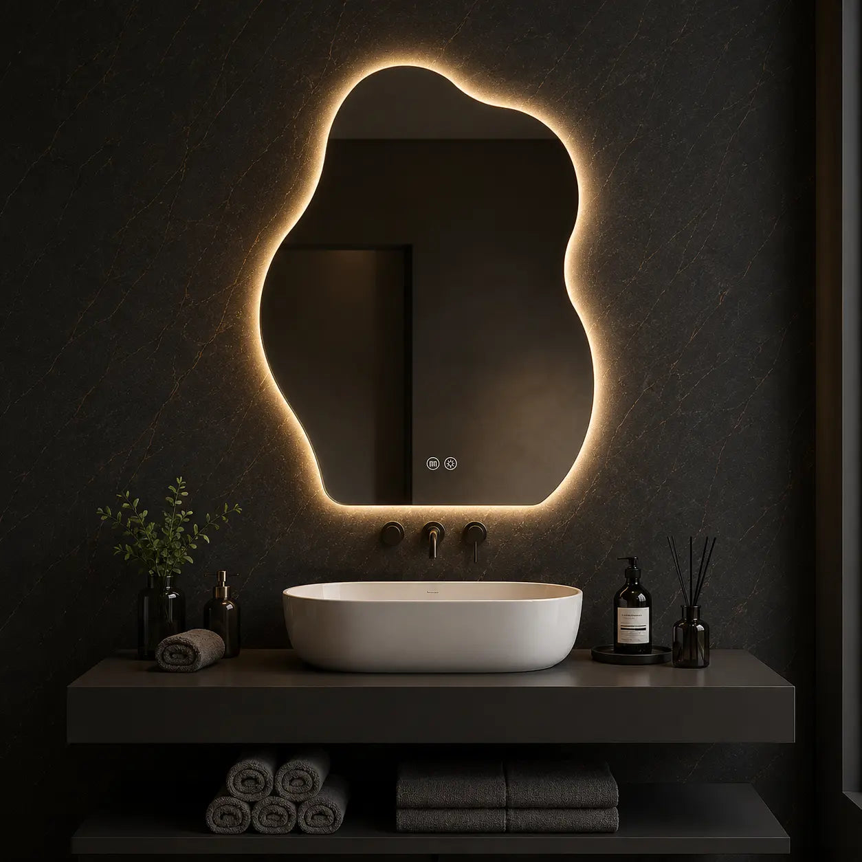 Unique Wall Mirror with LED Light for Modern Bathrooms