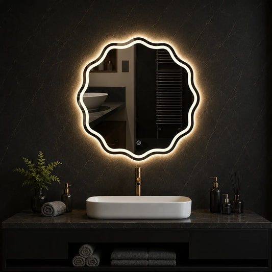 Irregular Wall Mirror with LED Glow for Modern Interiors