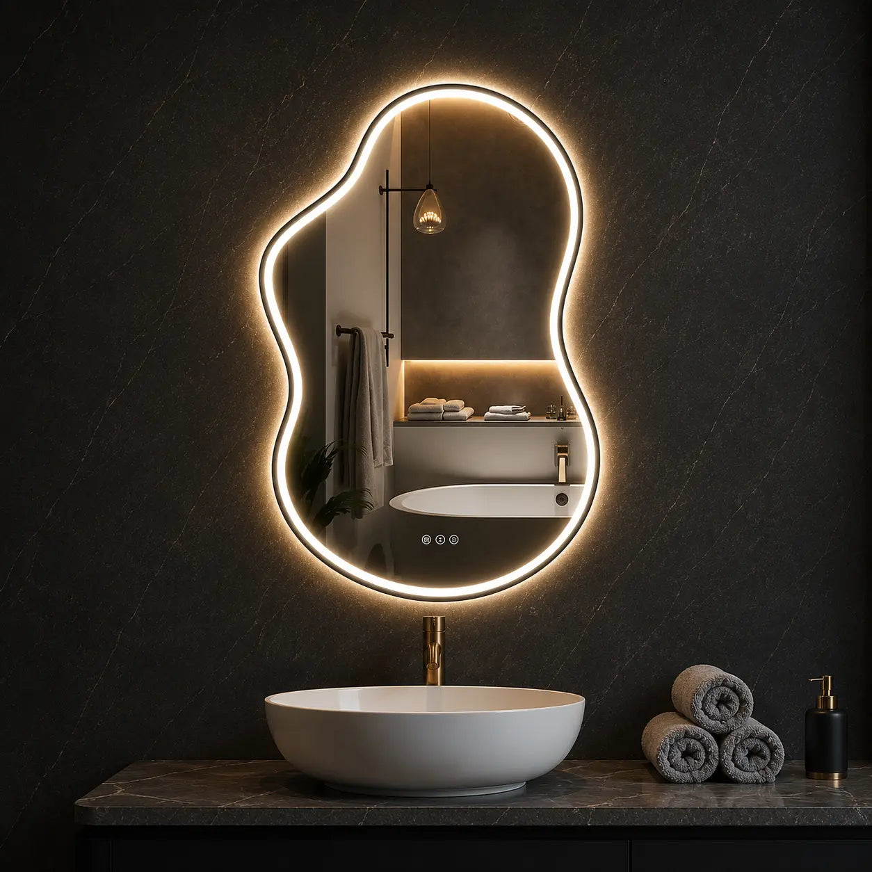 Designer Wall Mirror with LED Light for Elegant Interiors