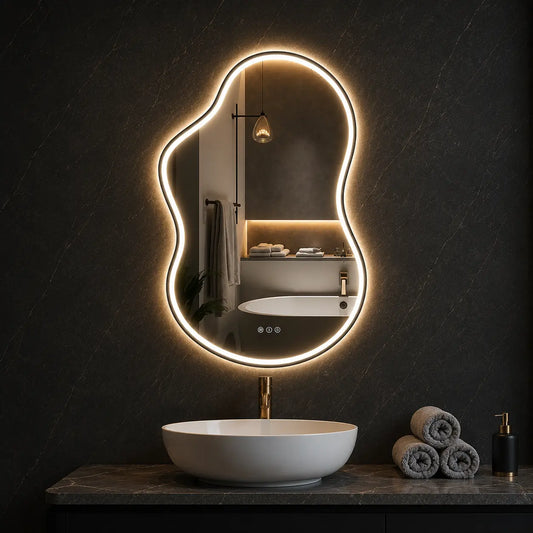 Designer Wall Mirror with LED Light for Elegant Interiors