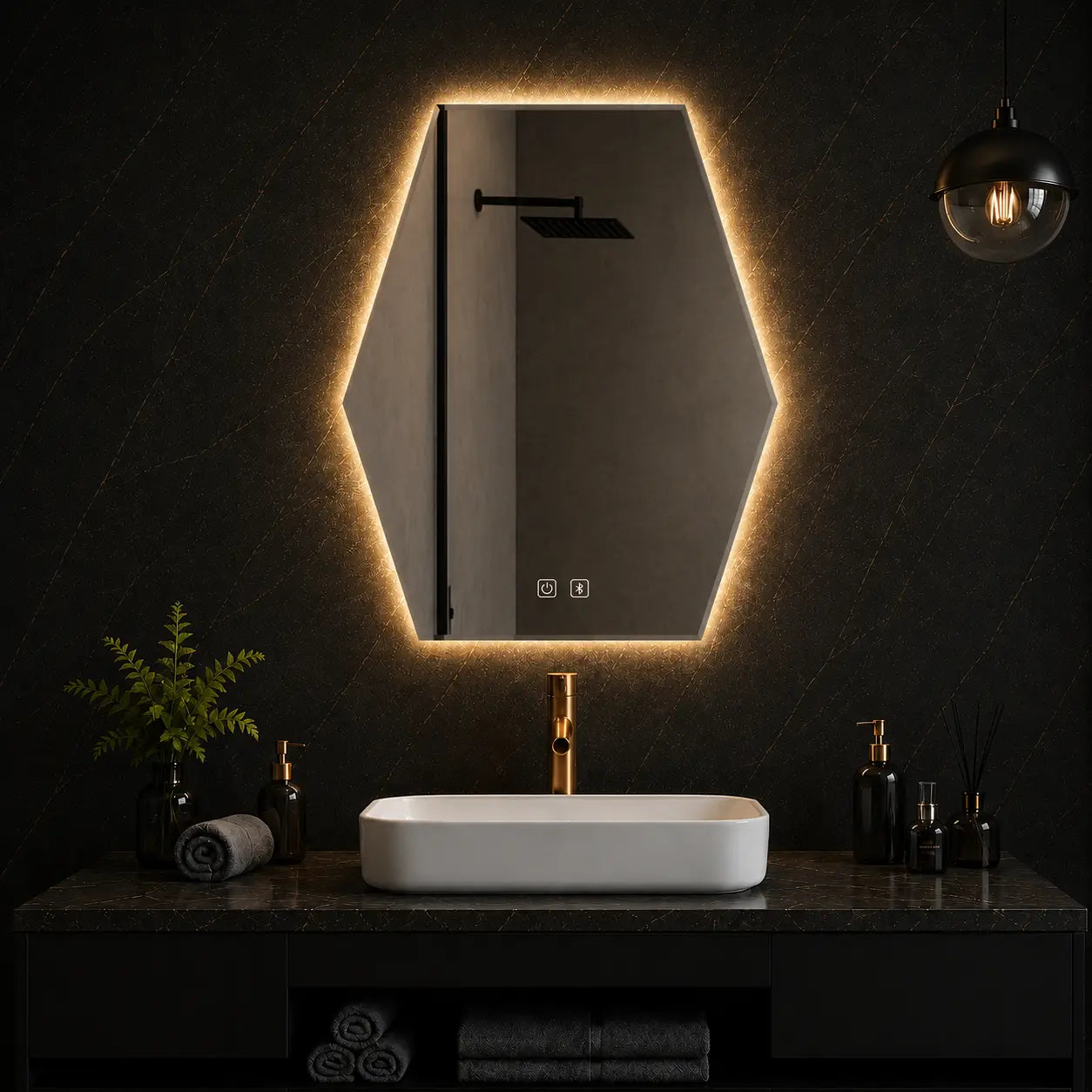 Designer Decorative Mirror with LED Light for Premium Bathrooms