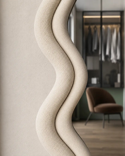 Wavy Bouclé Standing Mirror – Full Length Statement Mirror