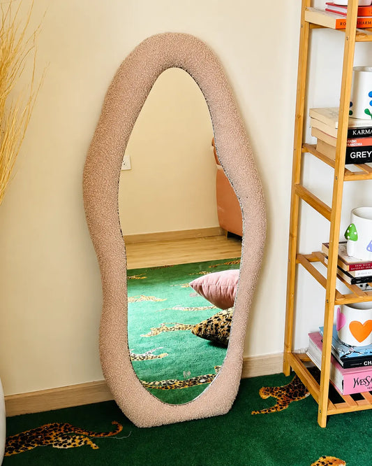 Bouclé Frame Full-Length Mirror – Organic Standing Mirror for Modern Interiors