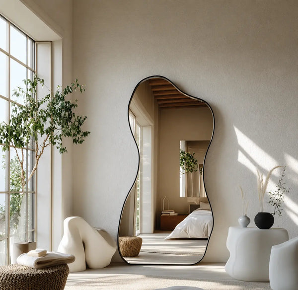 Wall_mirror_design Modern interior with a large wavy mirror
