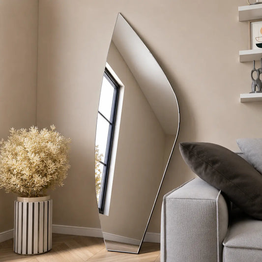 Sleek standing mirror with minimalist frame for modern living room and bedroom decor