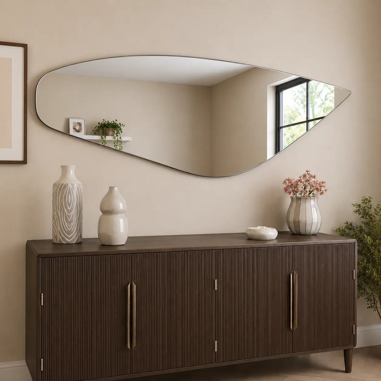 Abstract Standing Mirror – Modern Irregular Full-Length Mirror