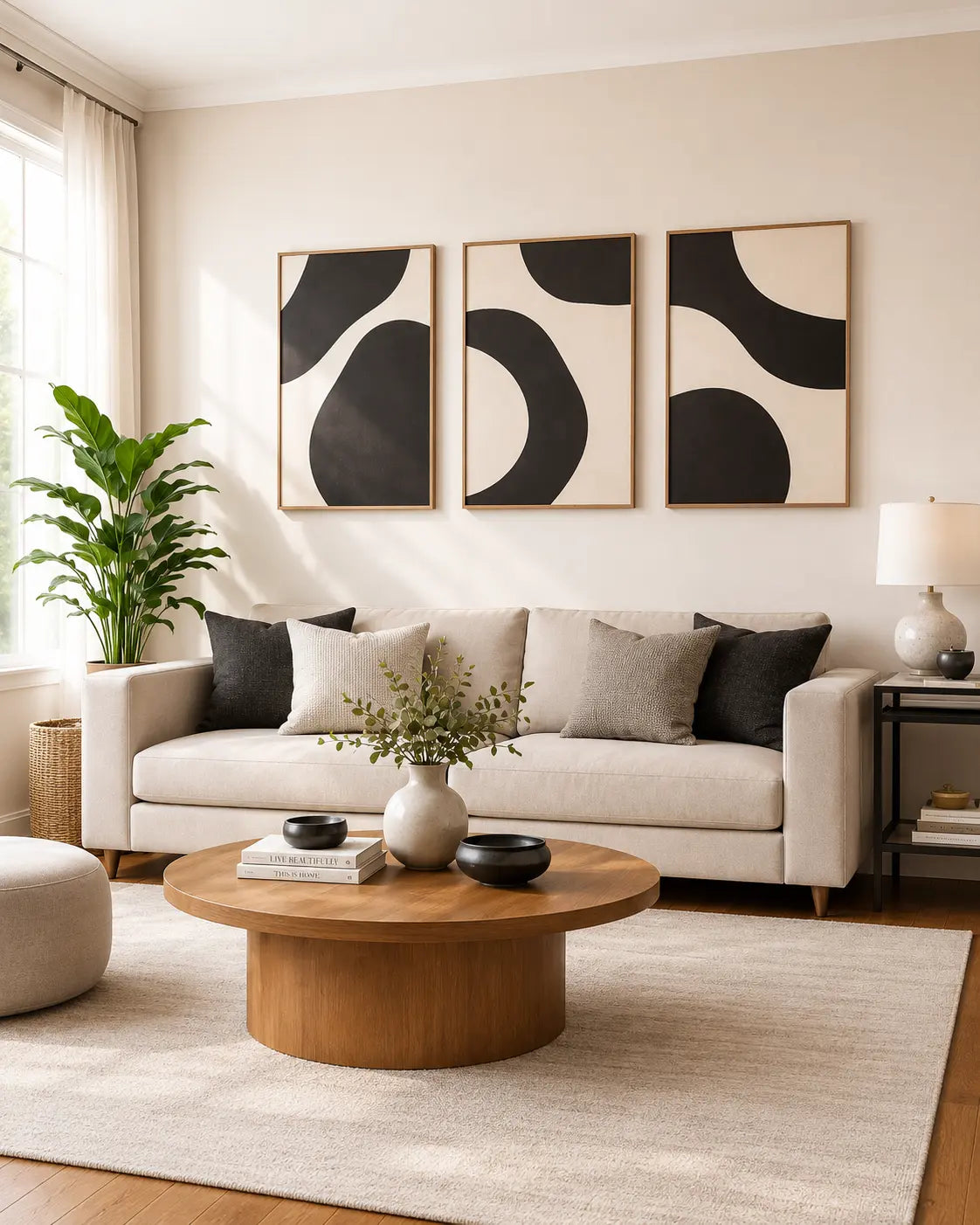 wall art for wall with monochrome abstract frames above sofa wall