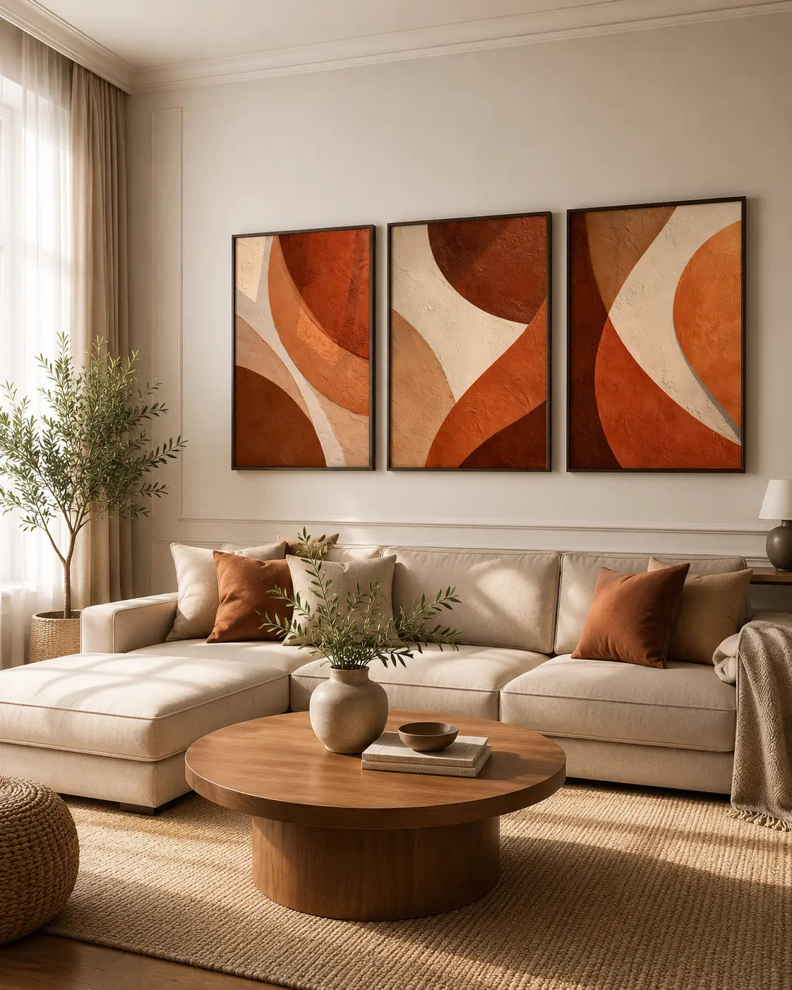 Three Panel Abstract Wall Art for Modern Spaces