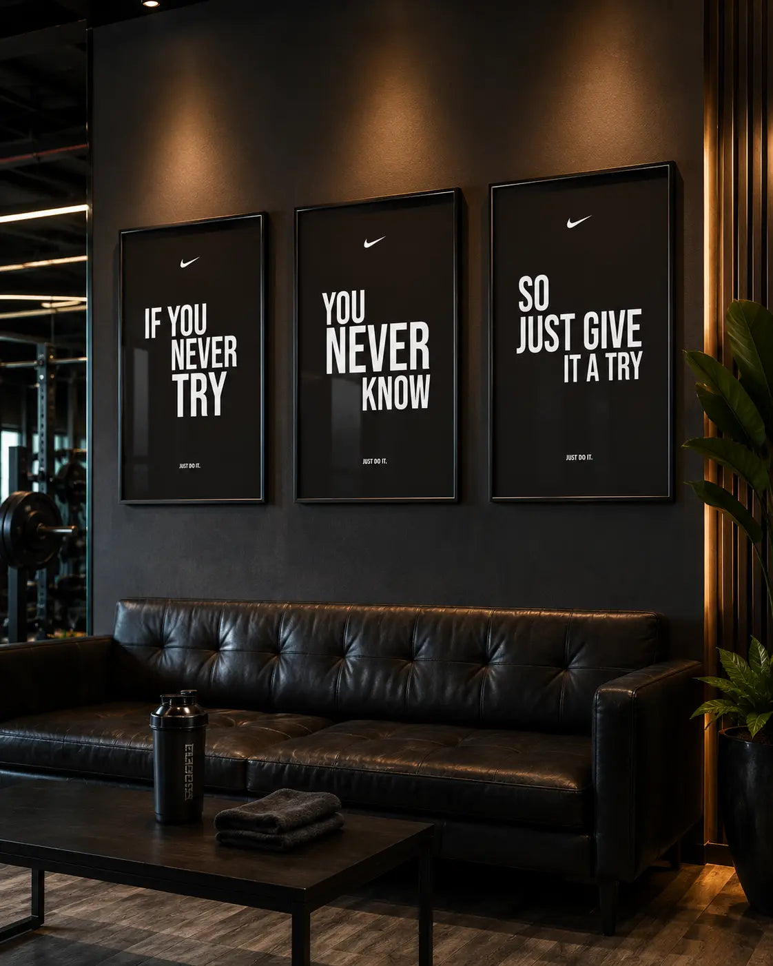 picture frames with motivational black quote posters for home office wall decor