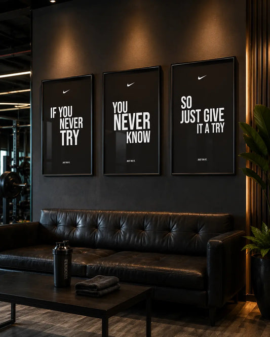 picture frames with motivational black quote posters for home office wall decor