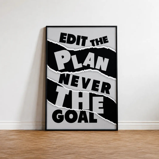 office wall decoration motivational quote frame with bold black and white text