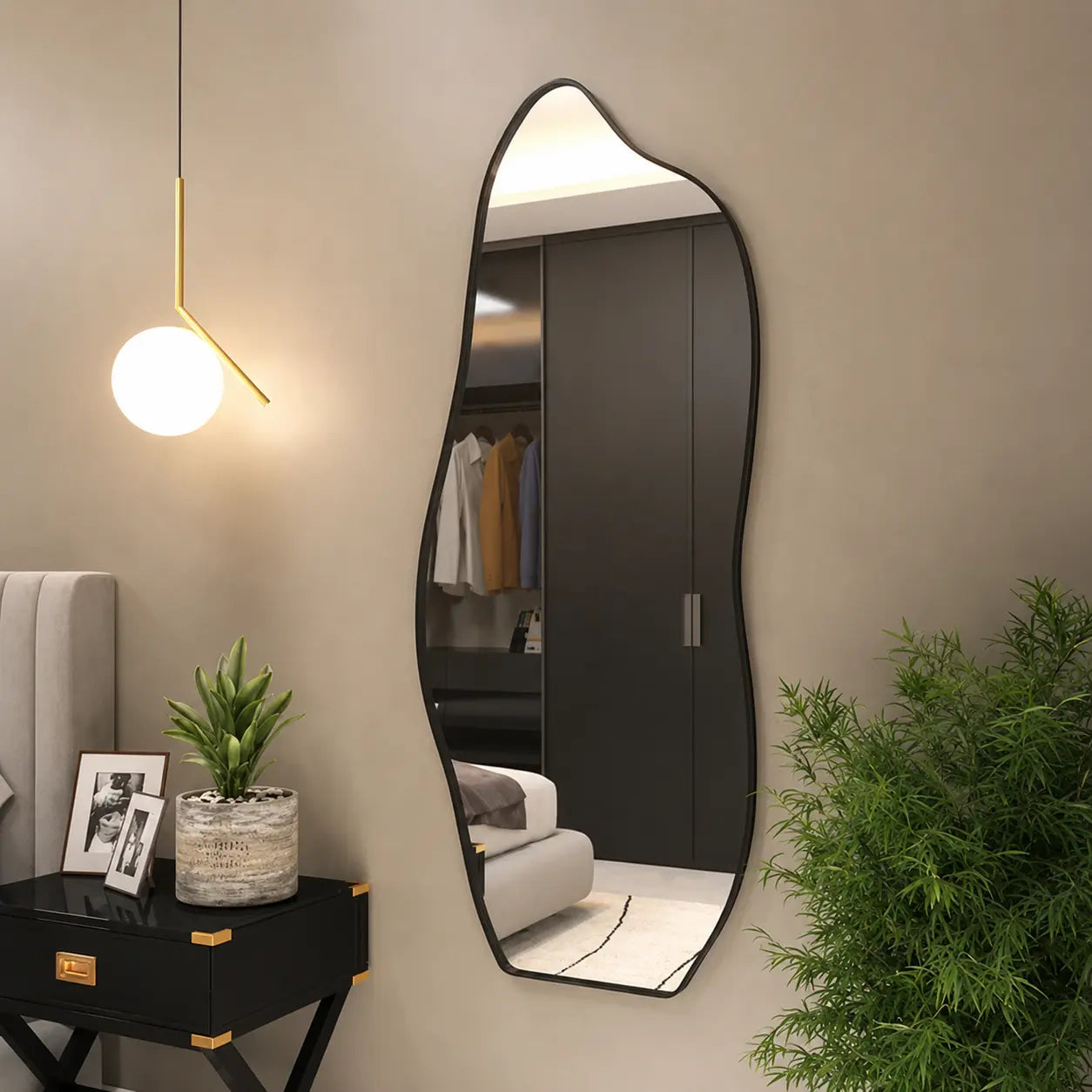 Irregular Standing Mirror for Modern Bedrooms & Living Rooms