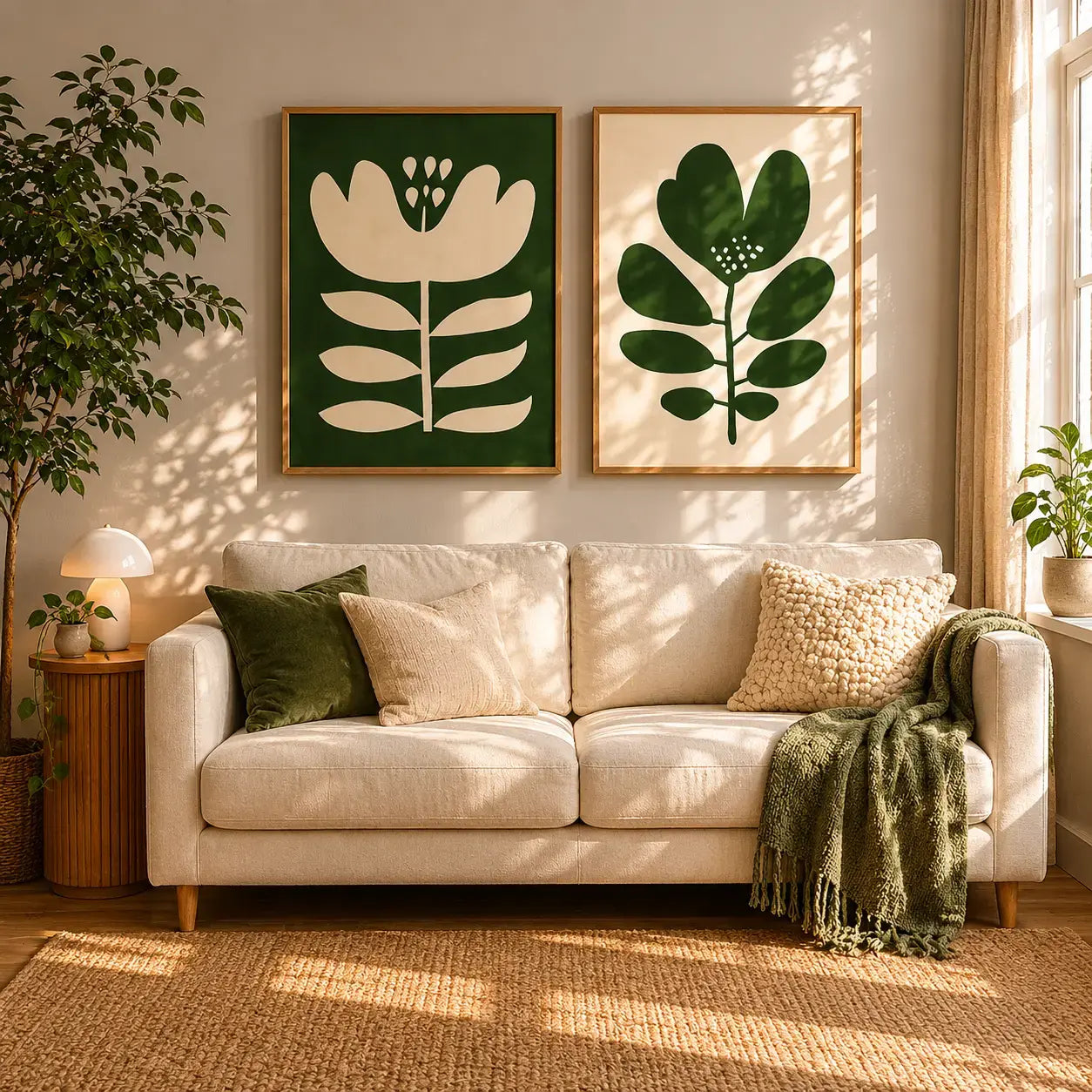 Green Botanical Wooden Frames for Modern Wall Decor