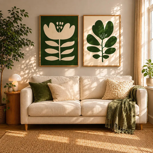Green Botanical Wooden Frames for Modern Wall Decor
