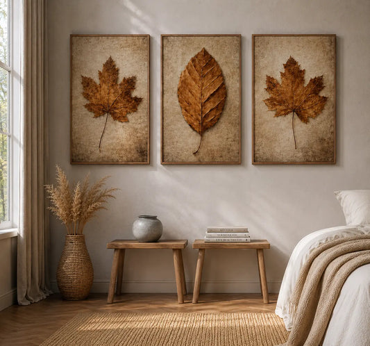 Framed Botanical Canvas Set of 3 for Warm Modern Interiors