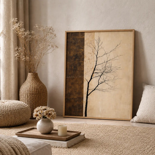 Minimal Abstract Tree Wall Art Split Panel Design