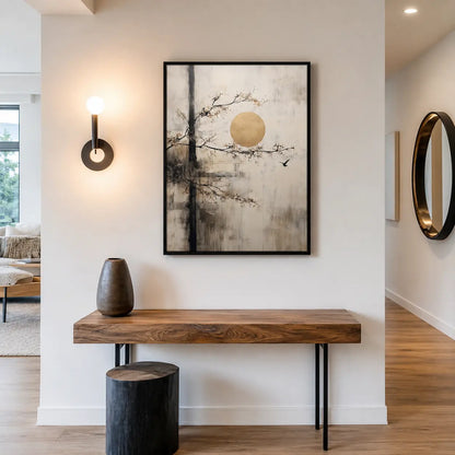 Japandi Tree and Moon Wall Art for Modern Spaces