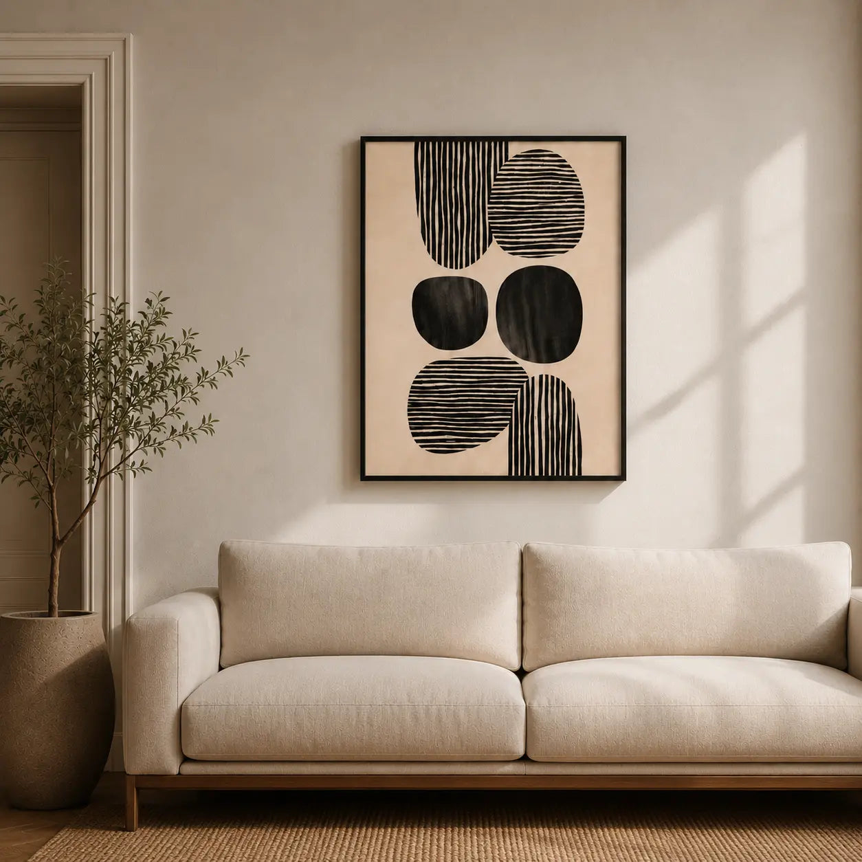 Mid Century Circle Line Modern Wall Art for Stylish Spaces